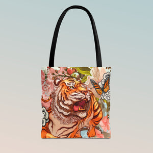 Asian Floral Tiger Art - Tote Bag