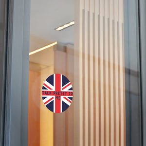 Talk Pretty To Me Union Jack Round Sticker