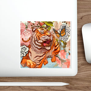 Asian Tiger Influenced Square Sticker