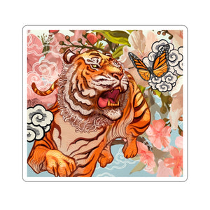 Asian Tiger Influenced Square Sticker