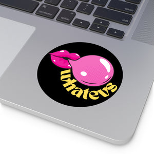 Whatevs Pink Kiss Bubble Gum Round Vinyl Sticker